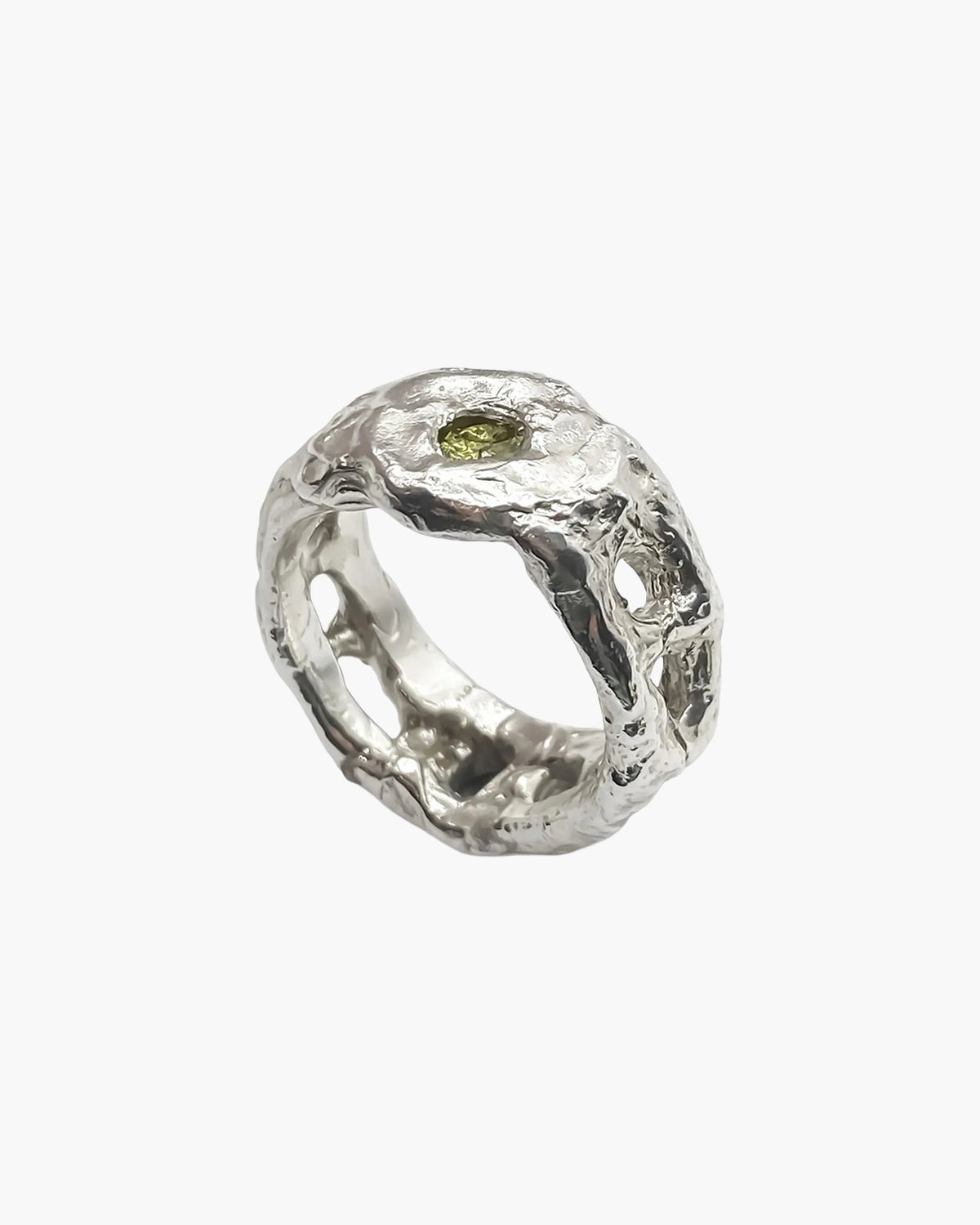 Artisan Eclipse Cutout Gem Ring in premium 18ct Gold Vermeil, refined finish, angle view