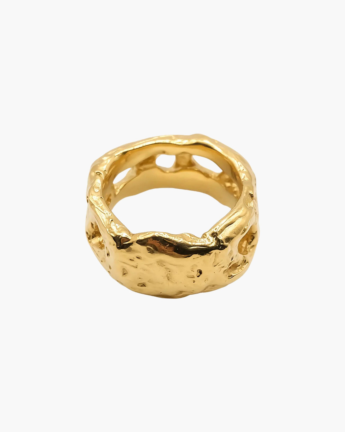Gold vermeil Eclipse Cutout Ring from above, showing the cutouts