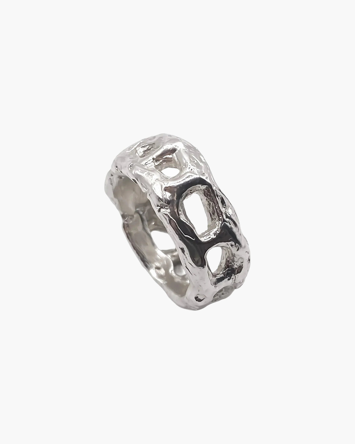 Sterling silver Eclipse Cutout Ring at an angle