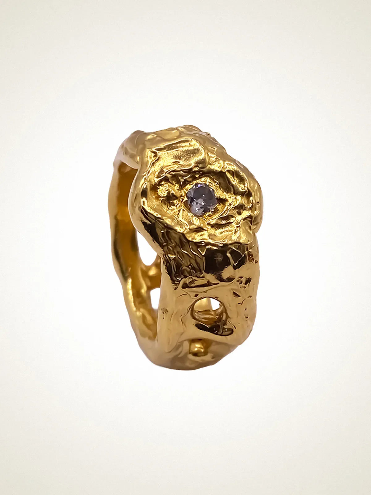 Handmade Eclipse Cutout Gem Ring luxury jewelry, premium metal, luxurious look, front view