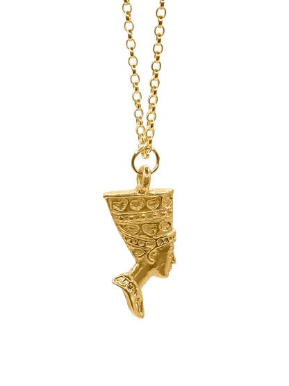 Timeless Egyptian gold pendant with the profile of Queen Nefertiti, delicately sculpted and handmade MOCA Jewellery