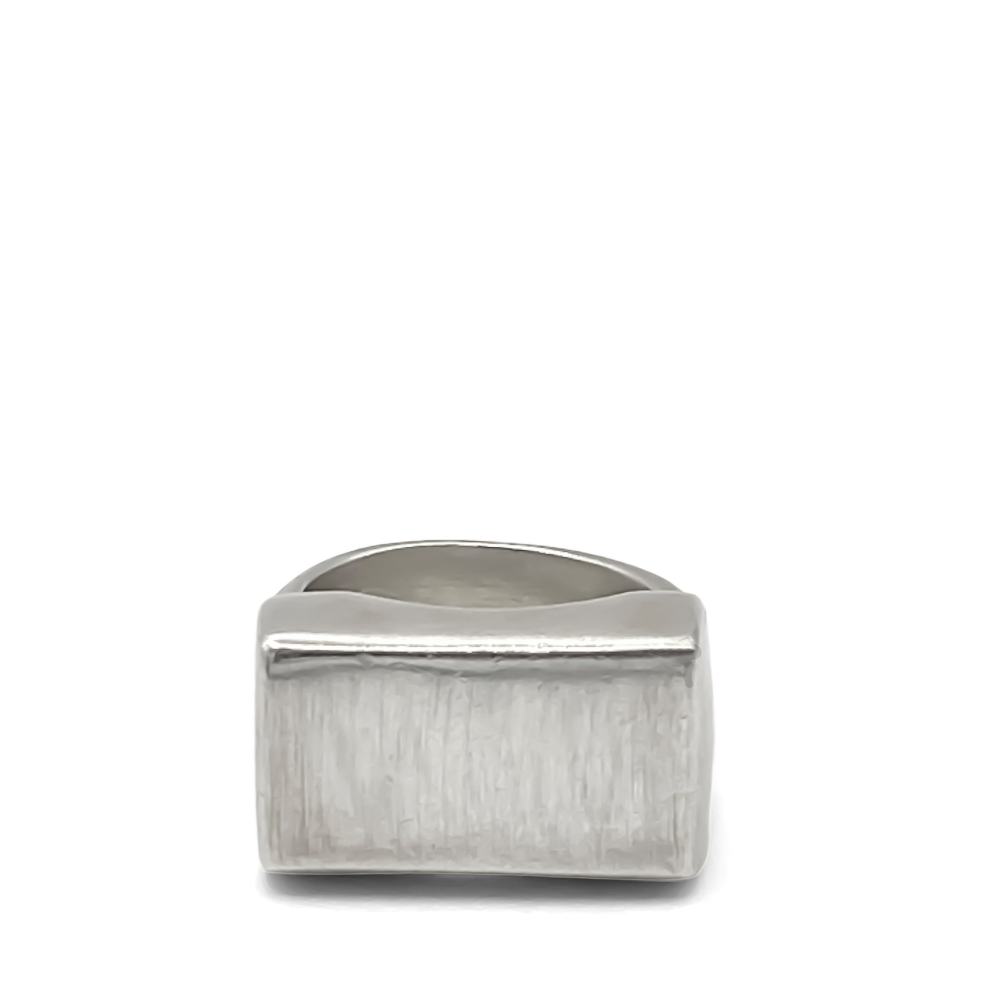 Sleek satin finish block ring Endless Signet Ring in silver or gold