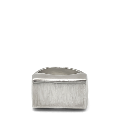 Sleek satin finish block ring Endless Signet Ring in silver or gold
