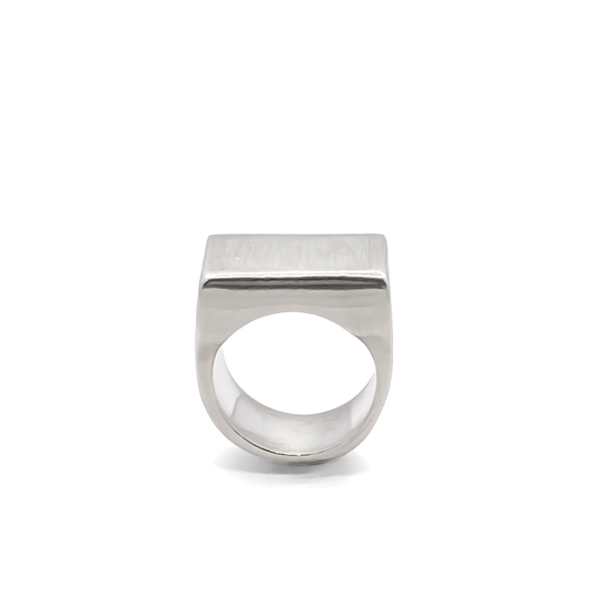 Satin finish Endless Signet Ring in bold silver or gold design