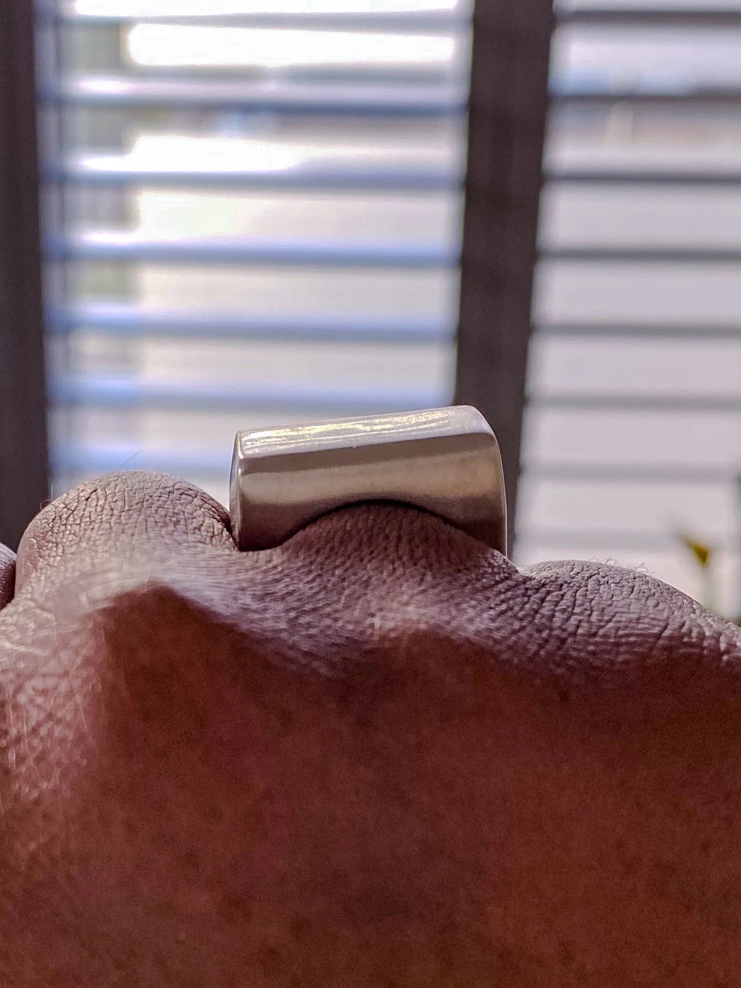 Endless Signet Ring handmade luxury ring, Sterling silver finish, smooth polished surface, close-up