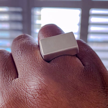 Bold Endless Signet Ring in elegant gold or silver satin finish