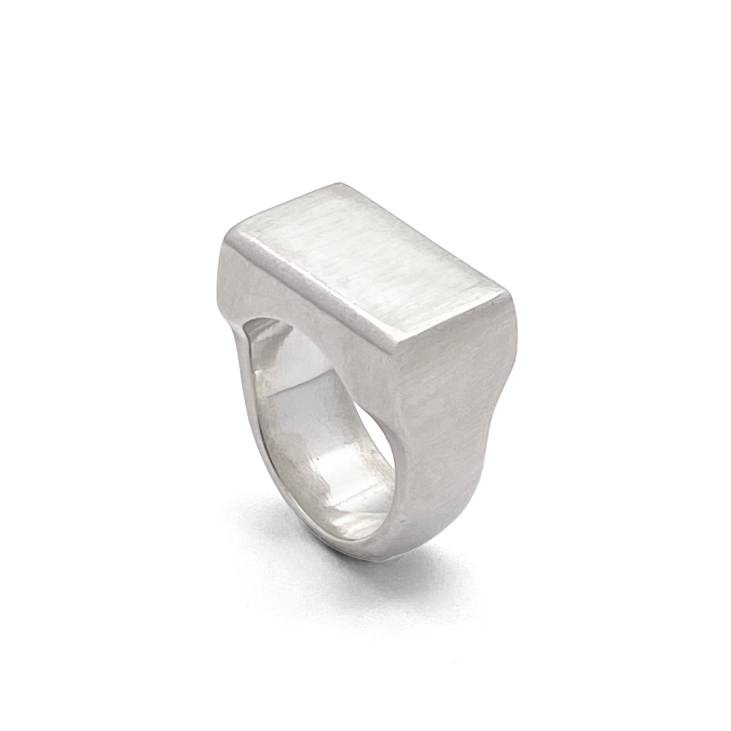 Elegant geometric block ring, Endless Signet Ring in silver or gold