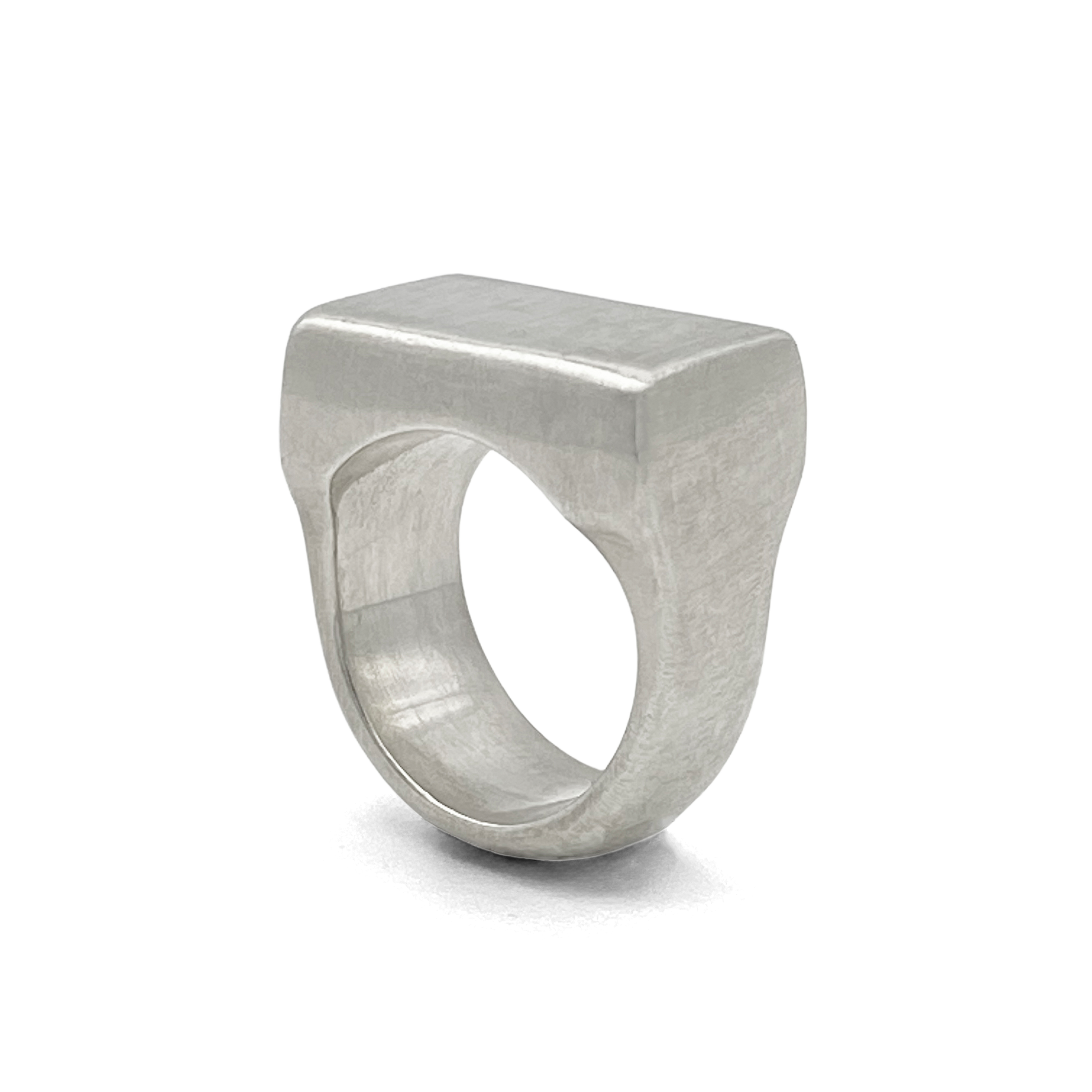 Endless Signet Ring satin finish gold or silver bold elegant geometric block ring showcasing a sleek design in gold or silver