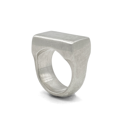 Endless Signet Ring satin finish gold or silver bold elegant geometric block ring showcasing a sleek design in gold or silver