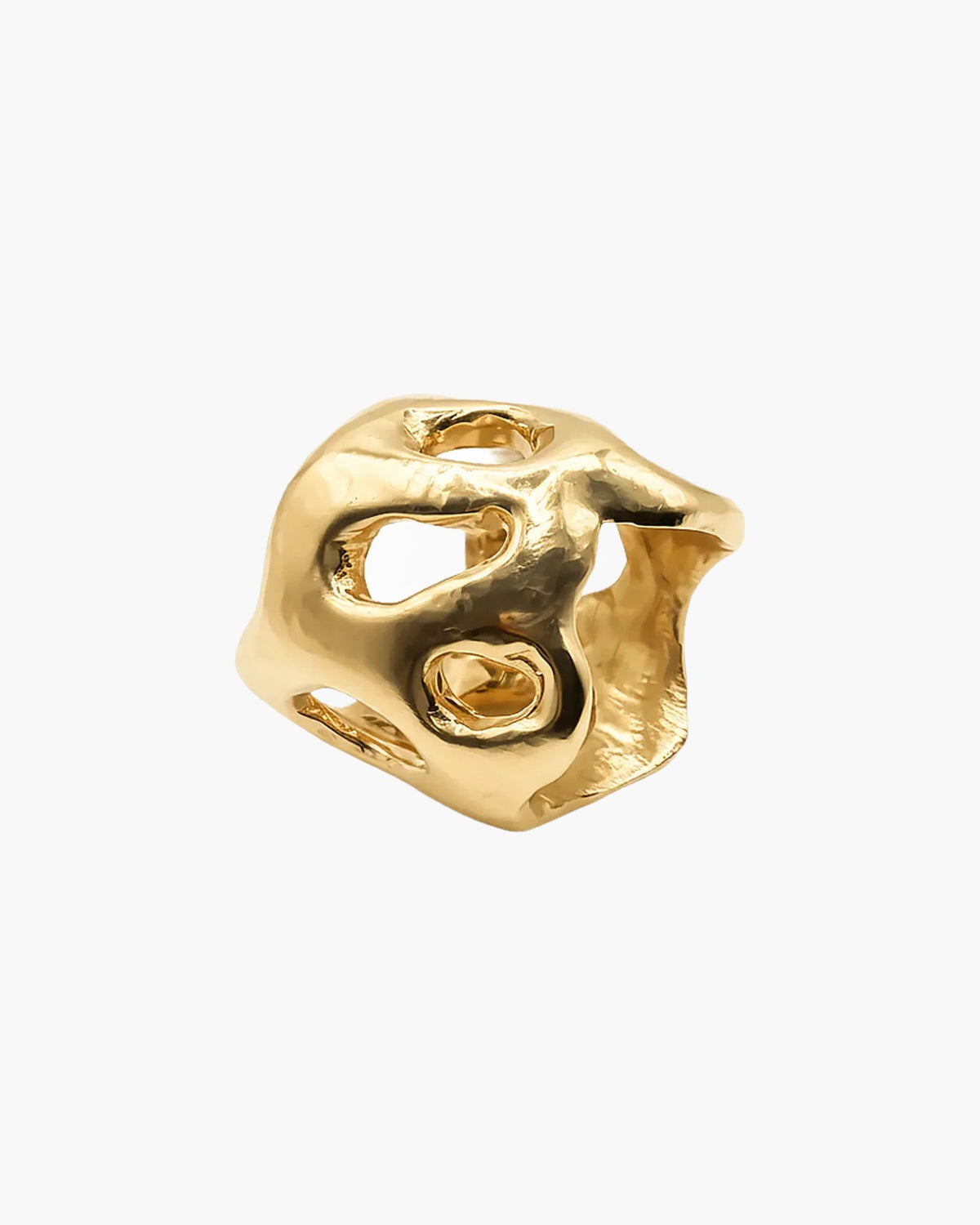 Gold vermeil Fence Ring at an angle