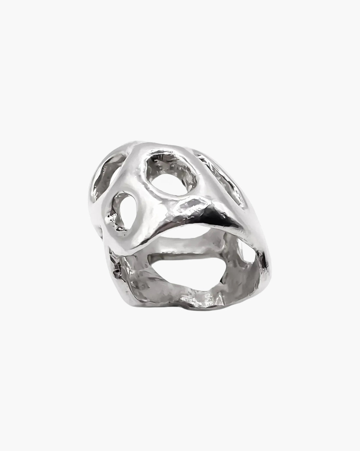 Sterling silver Fence Ring, side view of the openwork
