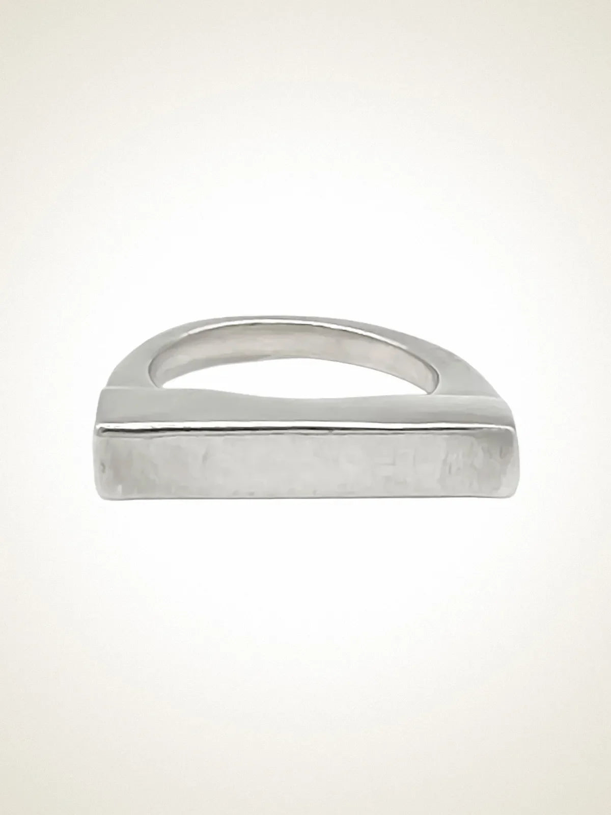 Premium Flat Ring handmade in premium metal, classic design, worn view