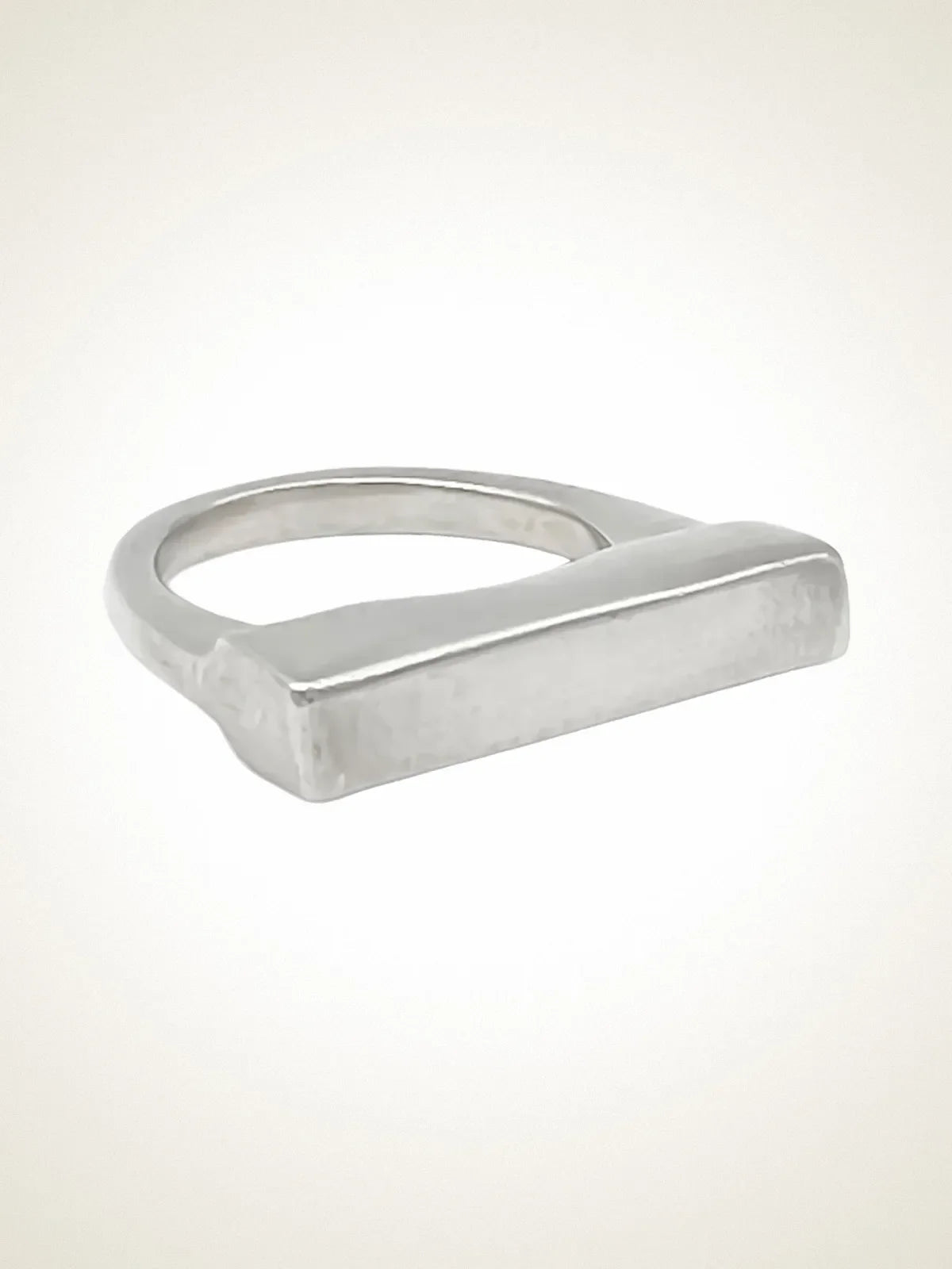 Handmade Flat Ring luxury Sterling silver finish, polished finish, full view