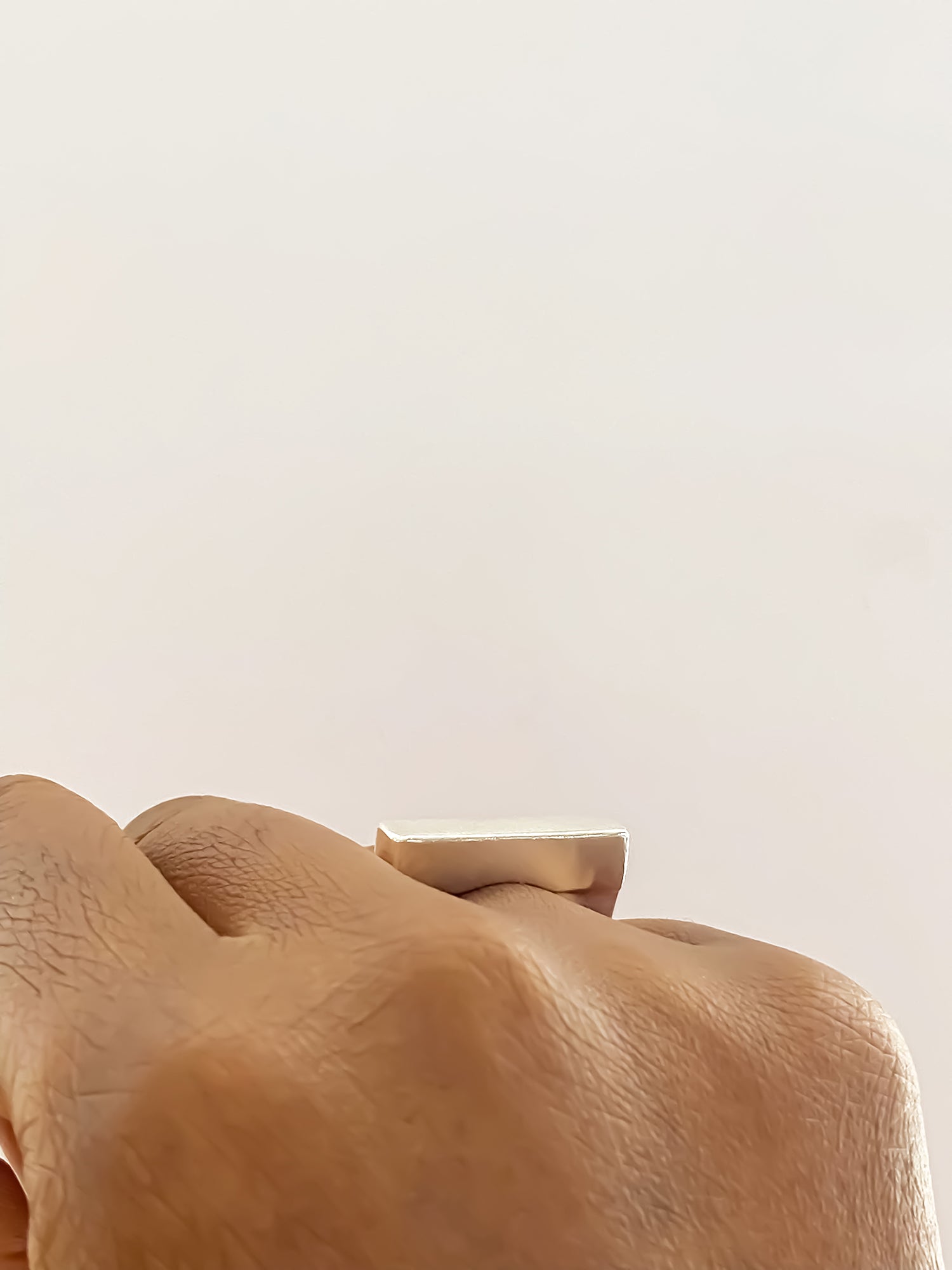 Moca Jewellery flat ring gold silver free shipping sleek ring showcased on a hand