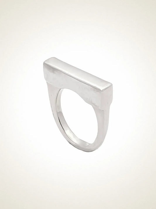 Handcrafted Flat Ring in Sterling silver, artisan jewelry, elegant design