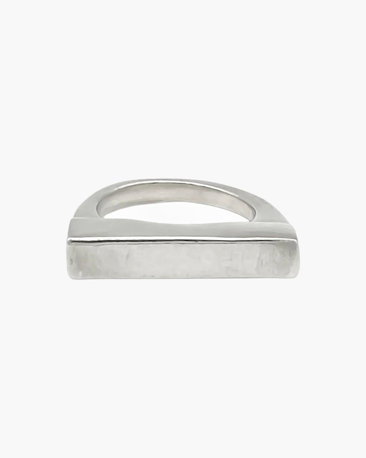 Premium Flat Ring handmade in Sterling silver, classic design, worn view