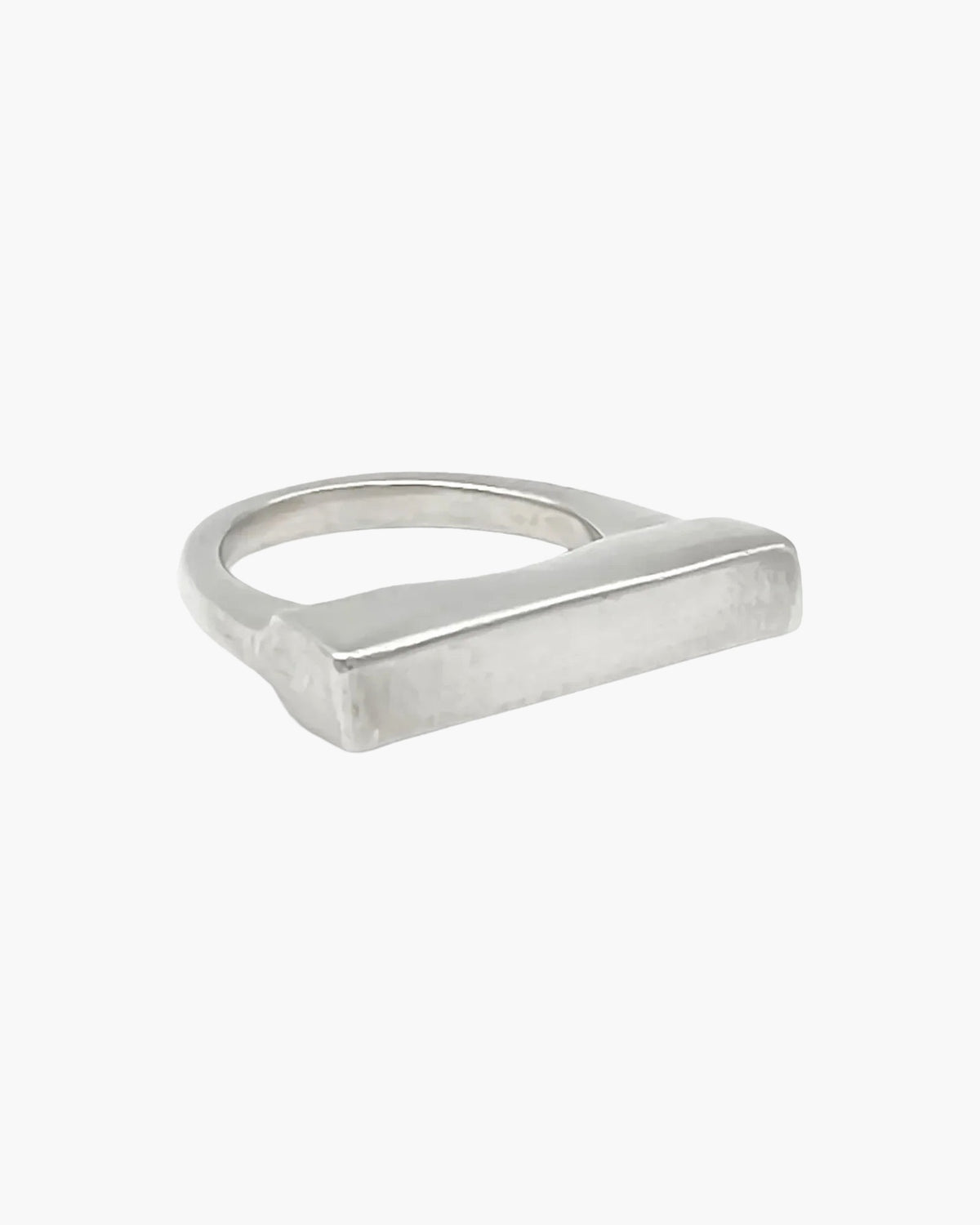 Handmade Flat Ring luxury Sterling silver finish, polished finish, full view