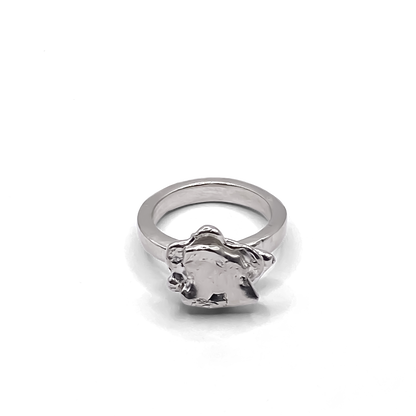 Studio frontal shot of Flower ring - Flower ring statement handmade, abstract gold or silver, Nature-Inspired, free shipping