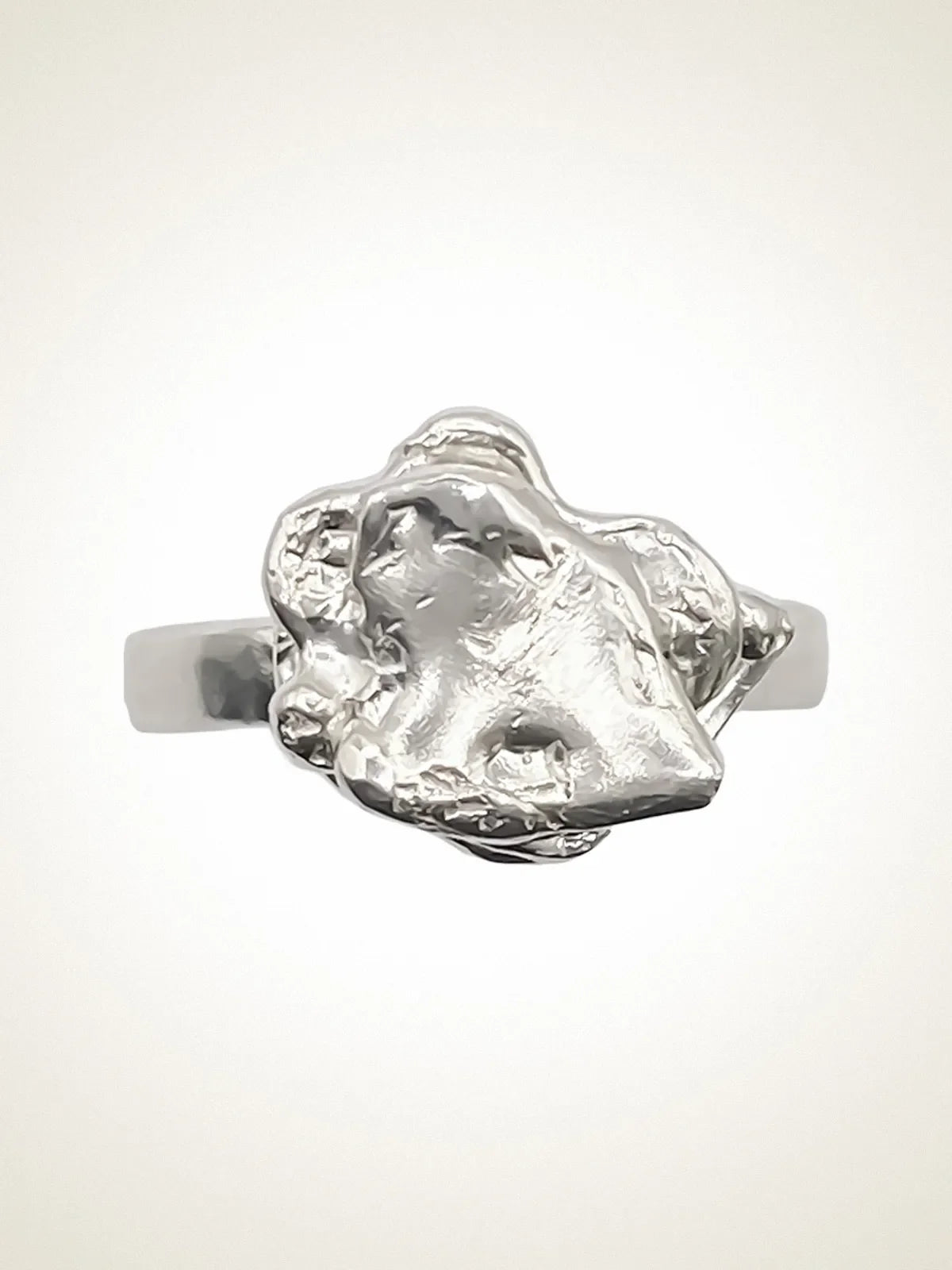 Handmade "Flower" ring luxury Sterling silver finish, polished finish, full view