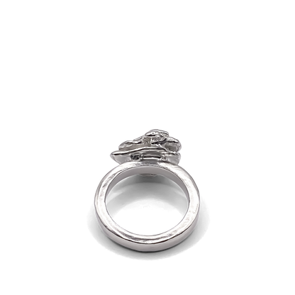 Side profile of Flower ring showing curling detail - Flower ring statement handmade, abstract gold or silver, Nature-Inspired, free shipping