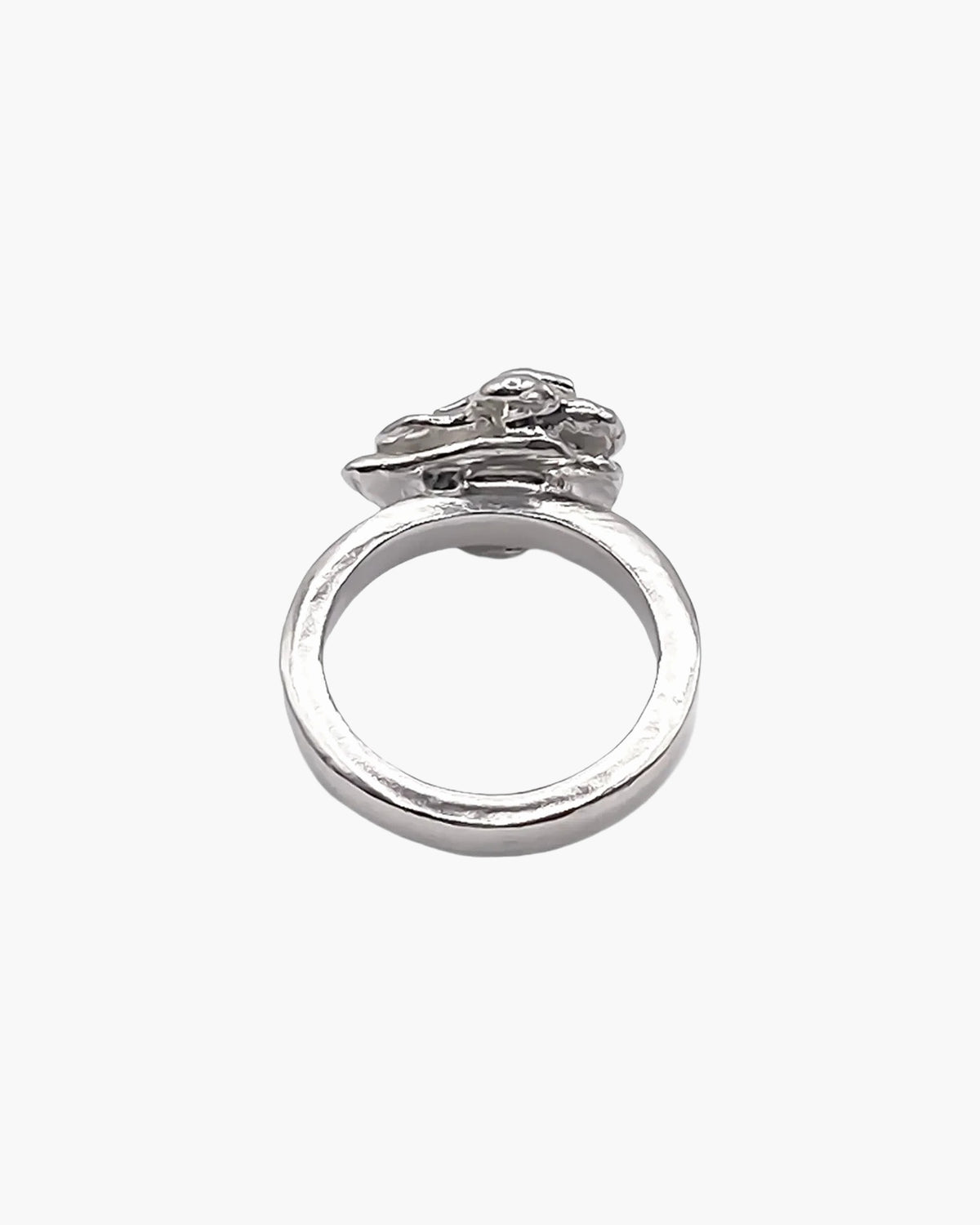 Sterling silver Flower Ring, back view of the band
