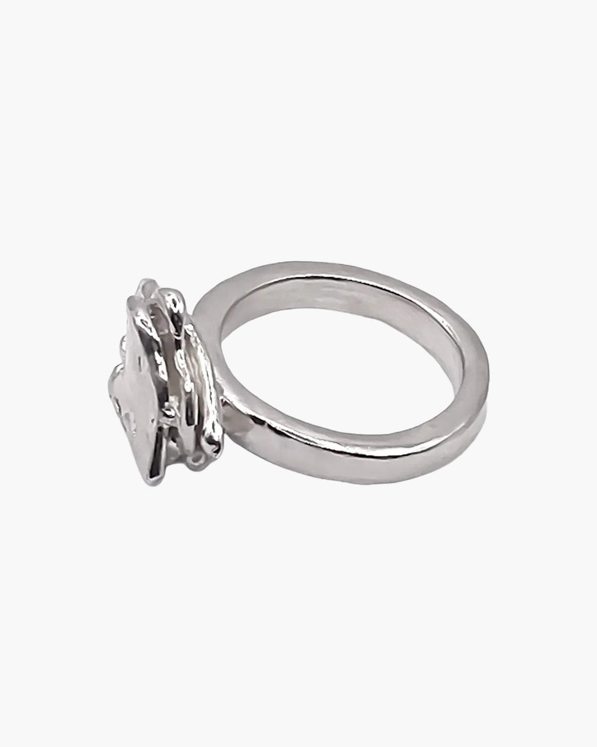 Sterling silver Flower Ring, side view