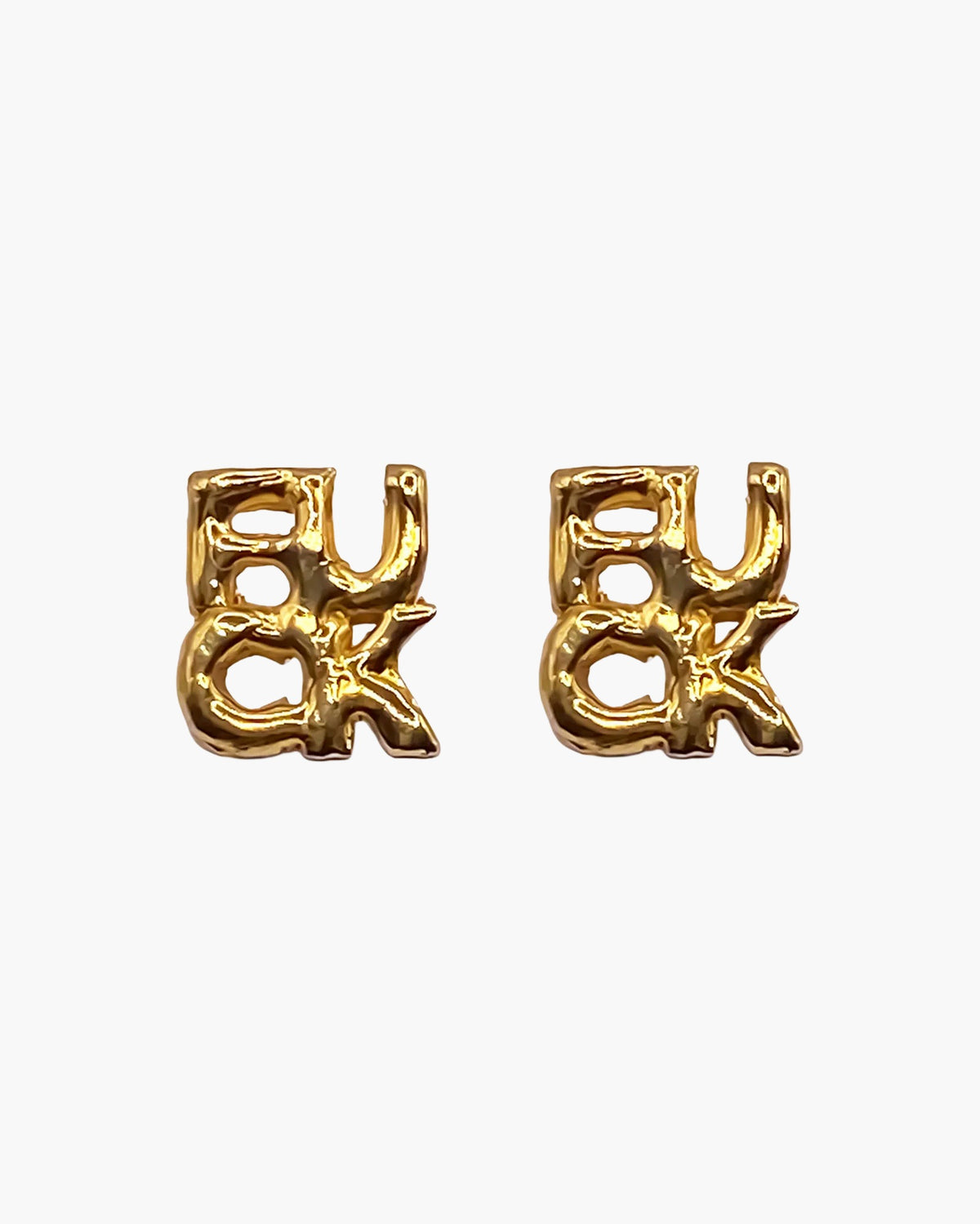 Pair of gold vermeil FUCK earrings