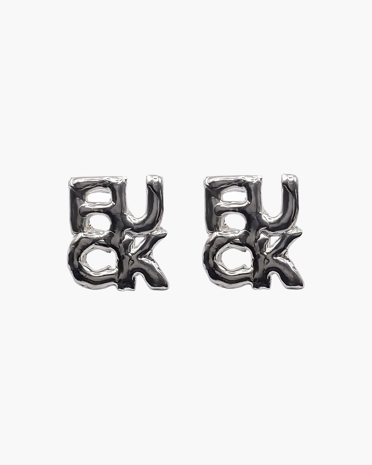 Pair of sterling silver FUCK earrings