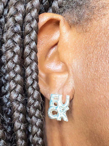 LOVE FUCK earrings bold mismatched cheeky minimal gold or silver free shipping