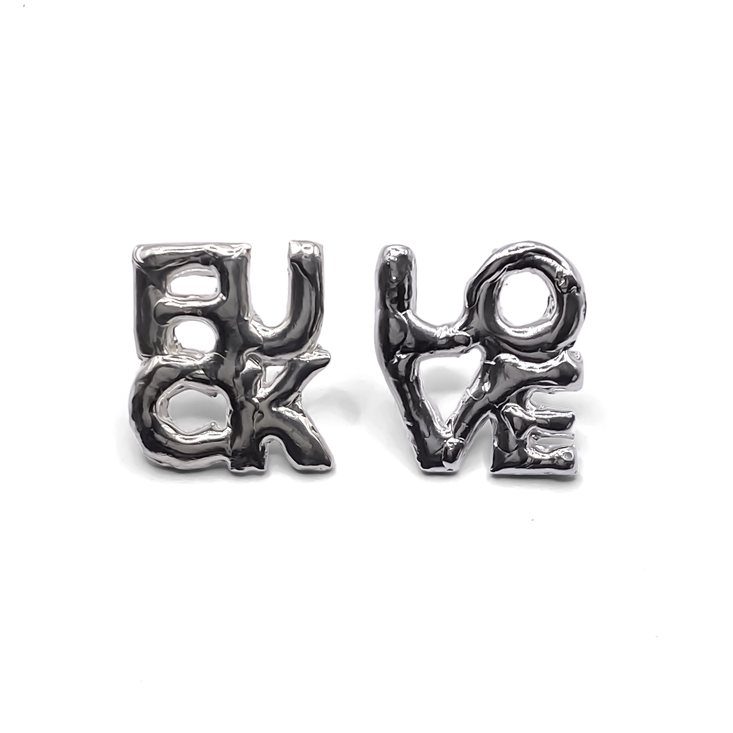 FUCK LOVE earrings bold cheeky statement in gold or silver free shipping