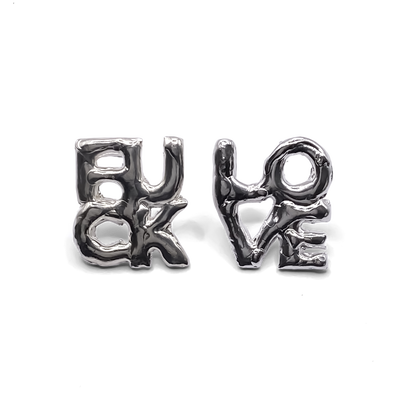 FUCK LOVE earrings bold cheeky statement in gold or silver free shipping
