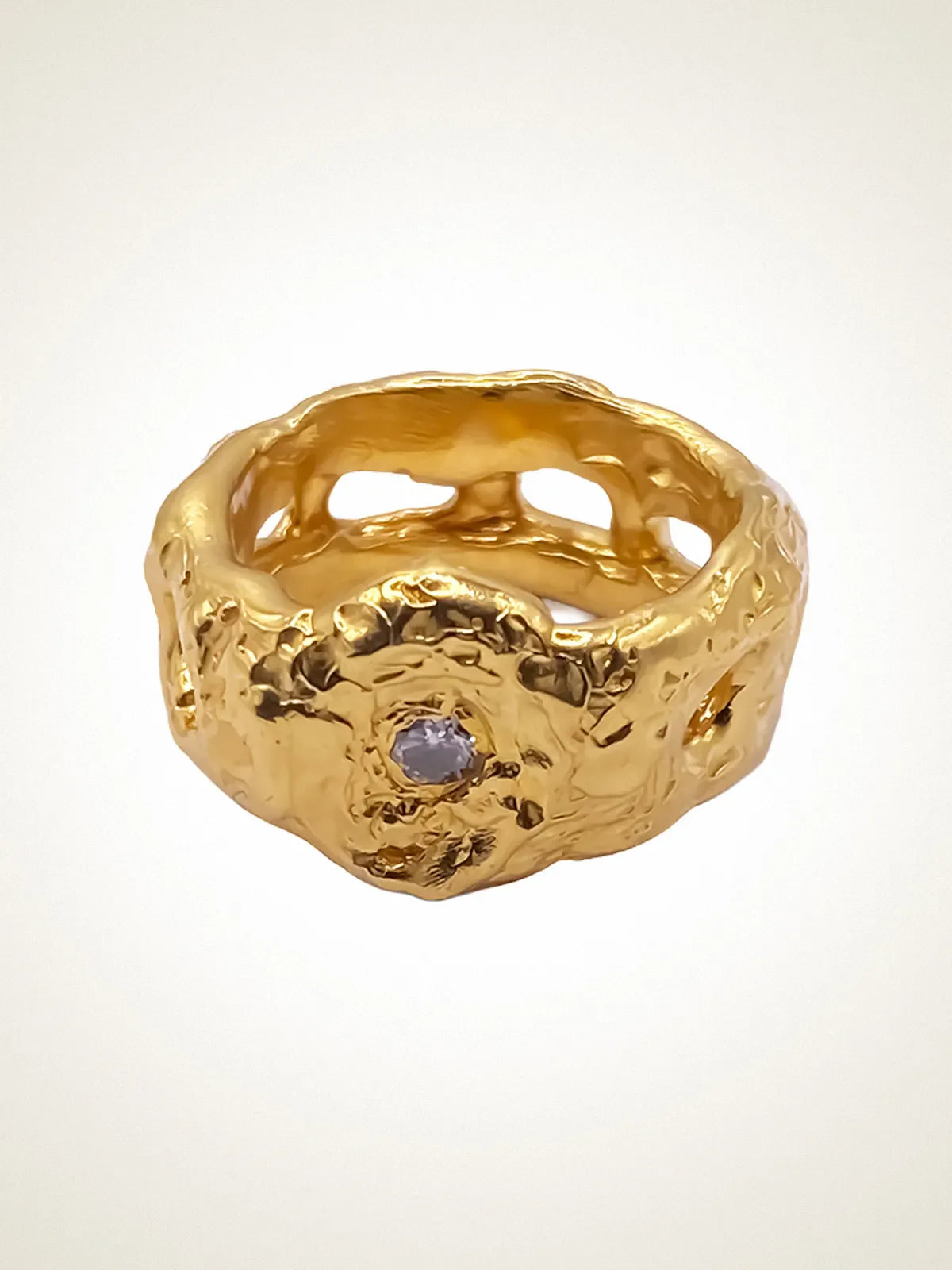 Artisan Eclipse Cutout Gem Ring in premium premium metal, refined finish, angle view