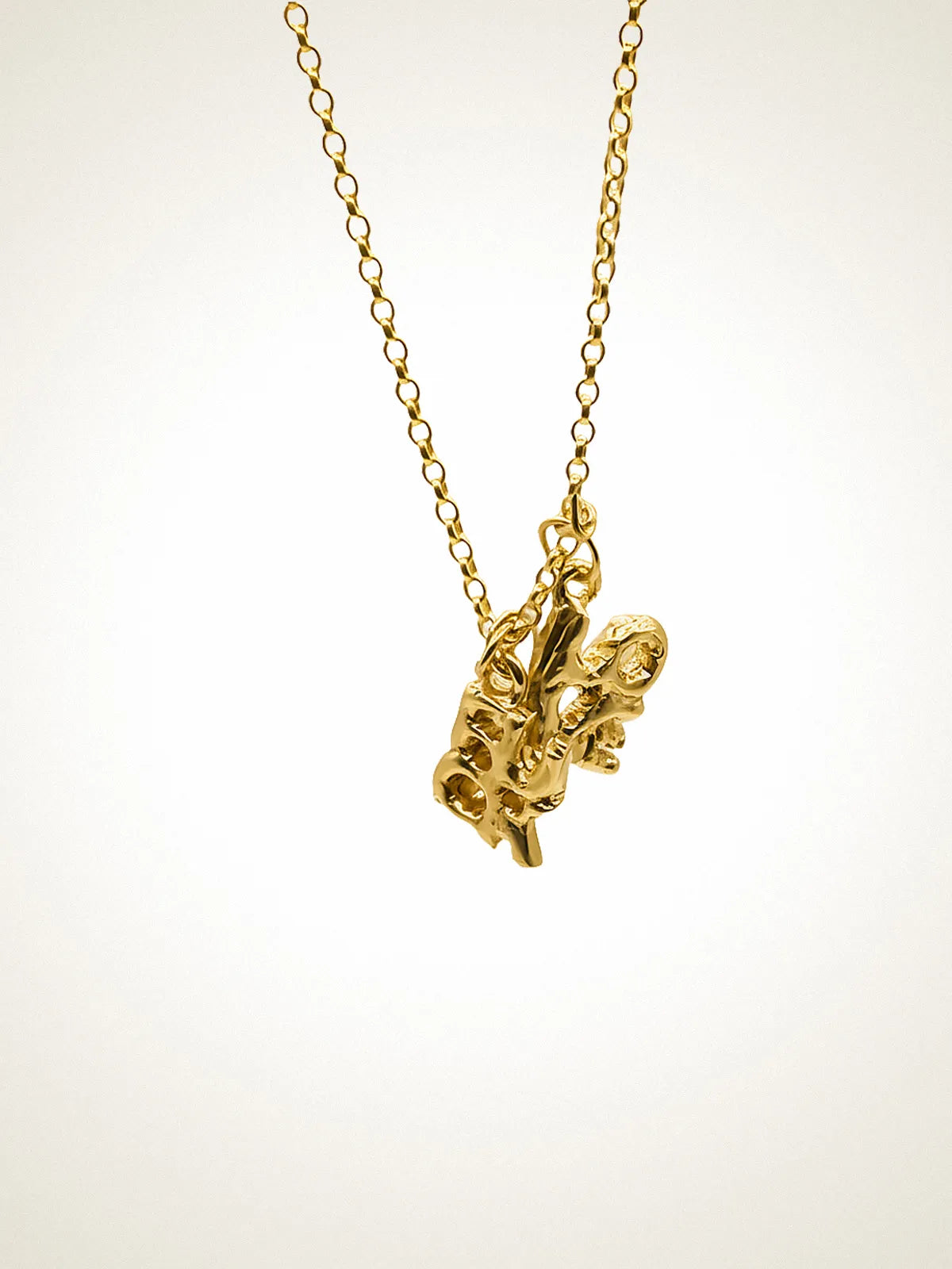Fuck/Love Necklace designer necklace in 18ct Gold Vermeil, premium quality, side view