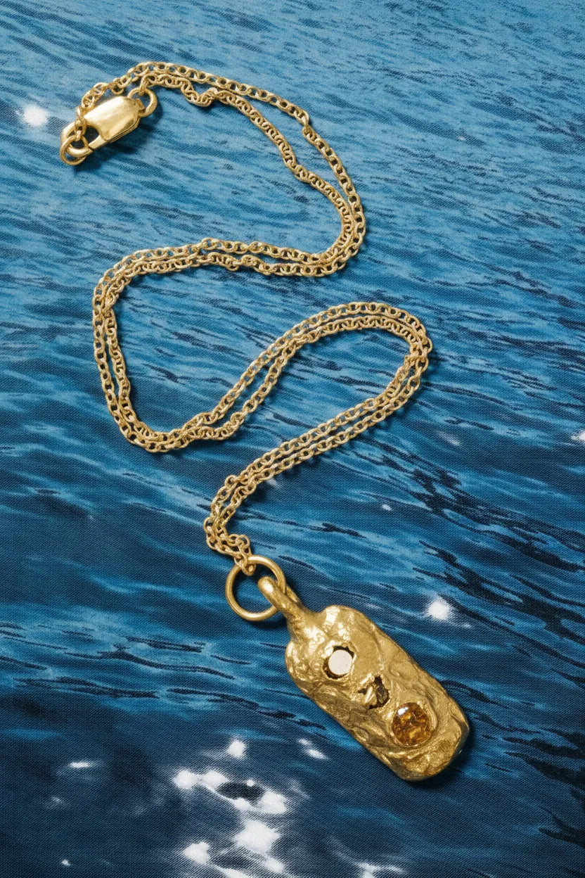 Premium Chi Pendant handmade in premium metal, classic design, worn view