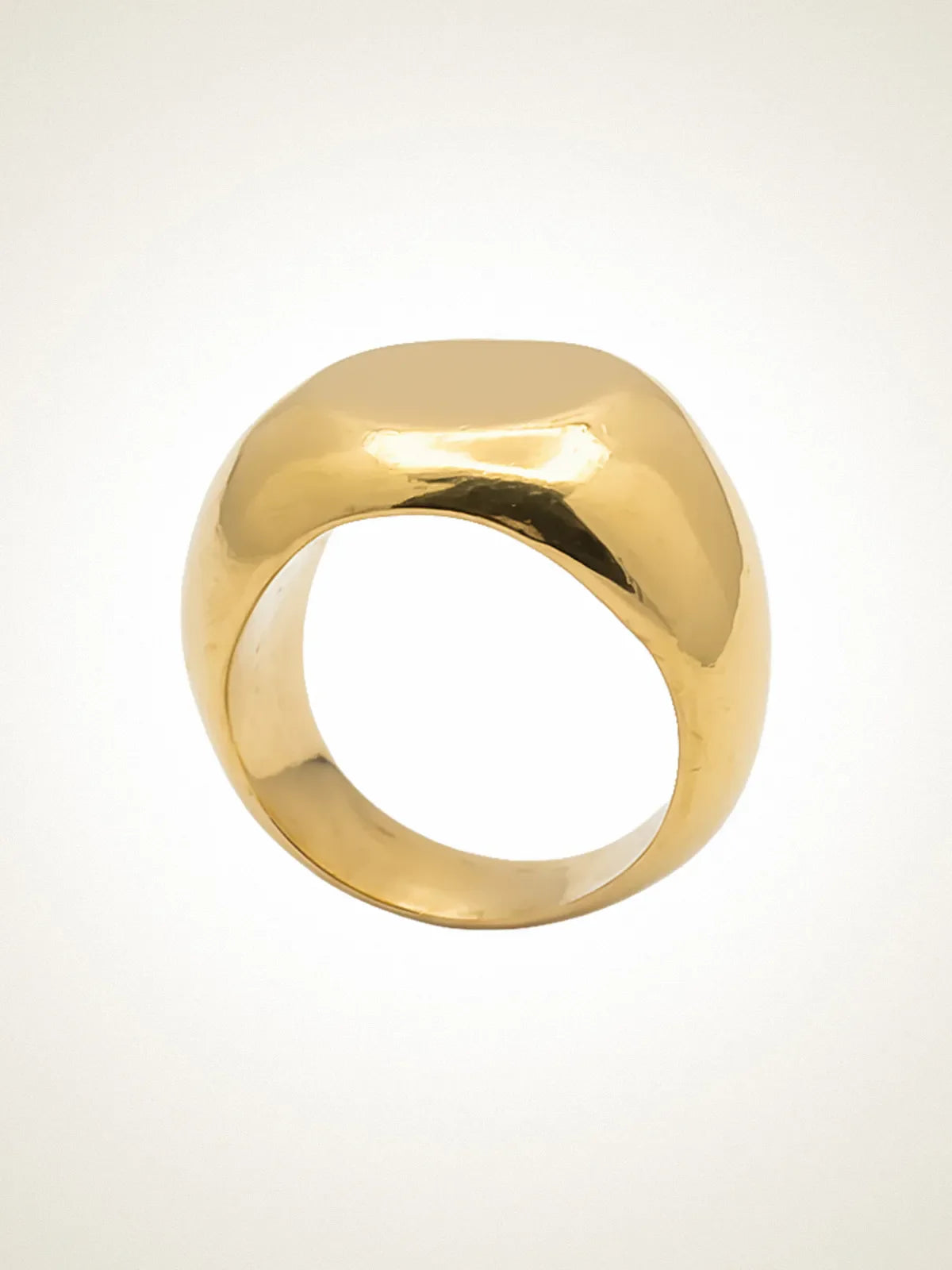 Premium Round Signet Ring handmade in Sterling silver, sophisticated look, worn view