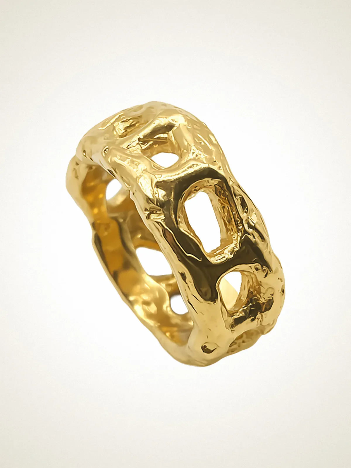Eclipse Cutout Ring artisan designer ring in 18ct Gold Vermeil, chic style, different perspective