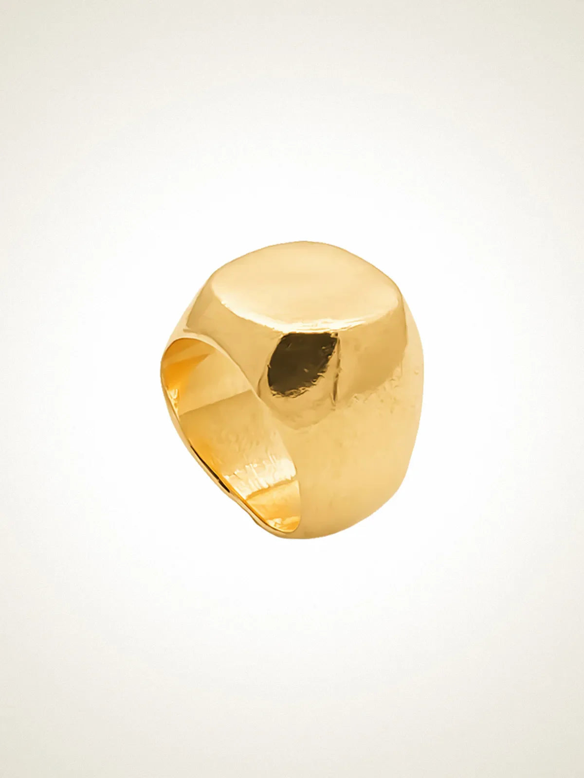 Handmade Square Round Signet Ring luxury jewelry, Sterling silver, modern style, front view