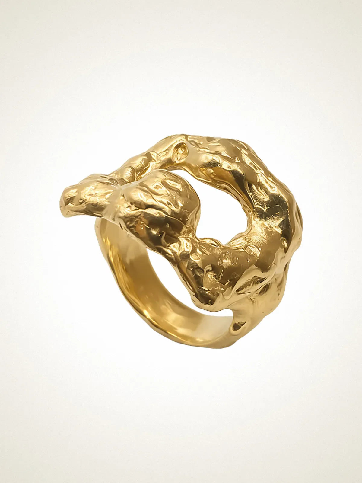 Mask Ring artisan designer ring in 18ct Gold Vermeil, chic style, different perspective