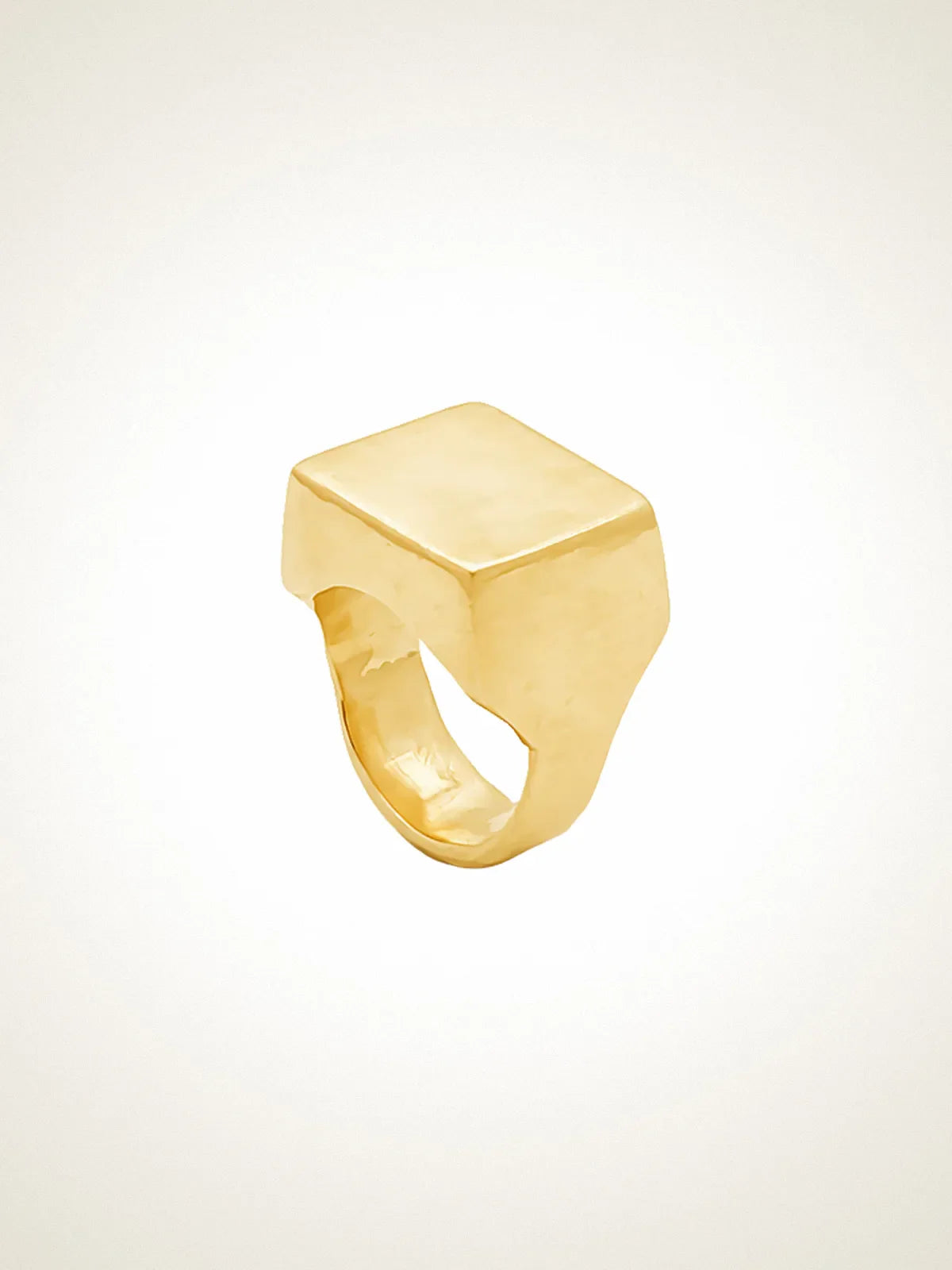 Small Square Signet Ring designer ring in 18ct Gold Vermeil, square face, side view