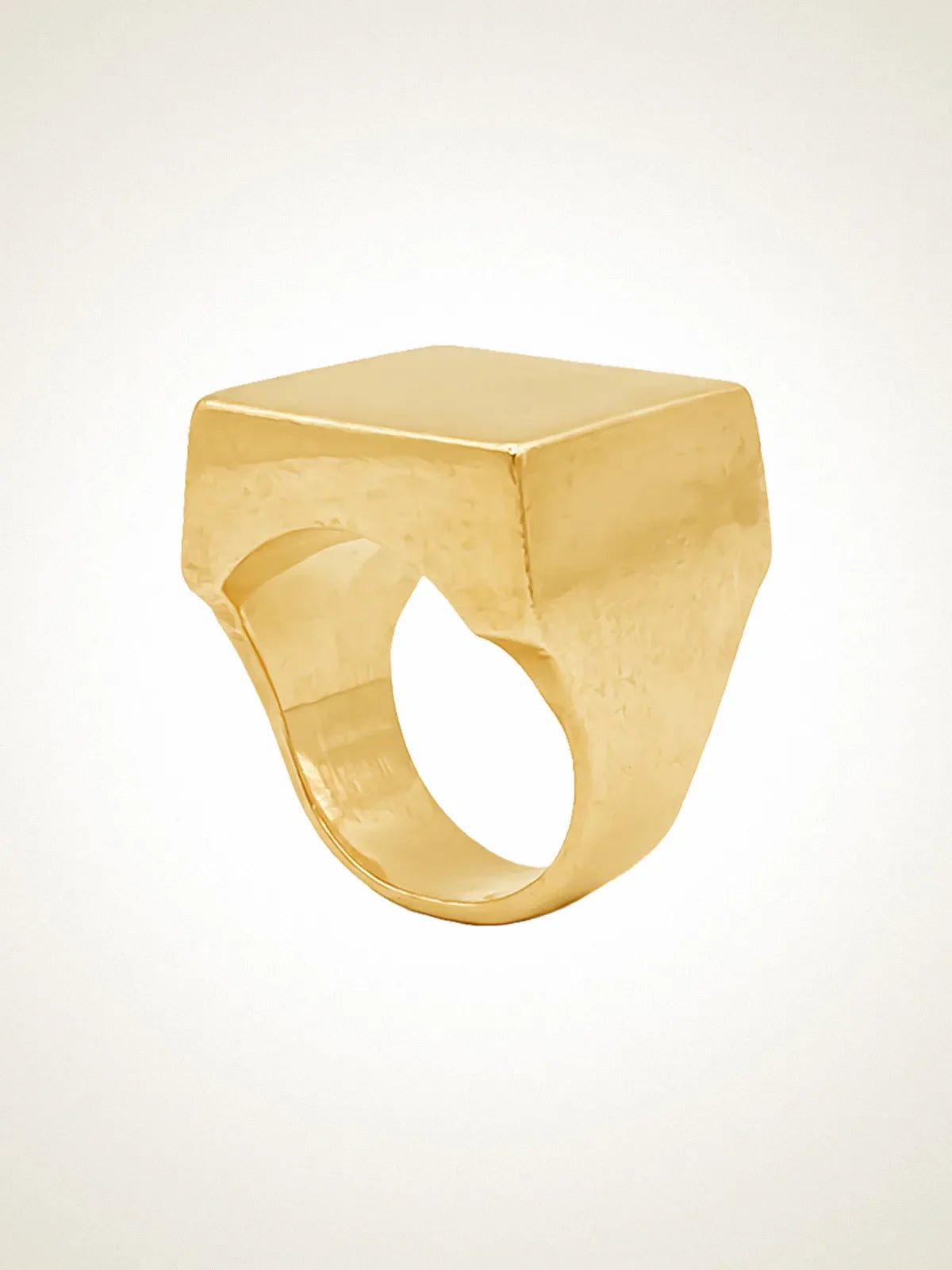 Square Signet Ring designer ring in 18ct Gold Vermeil, square face, side view