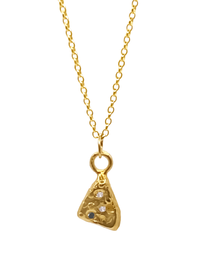 Elegant and minimal Triad Spark Pendant in gold, accented with gemstones – handmade by MOCA Jewellery