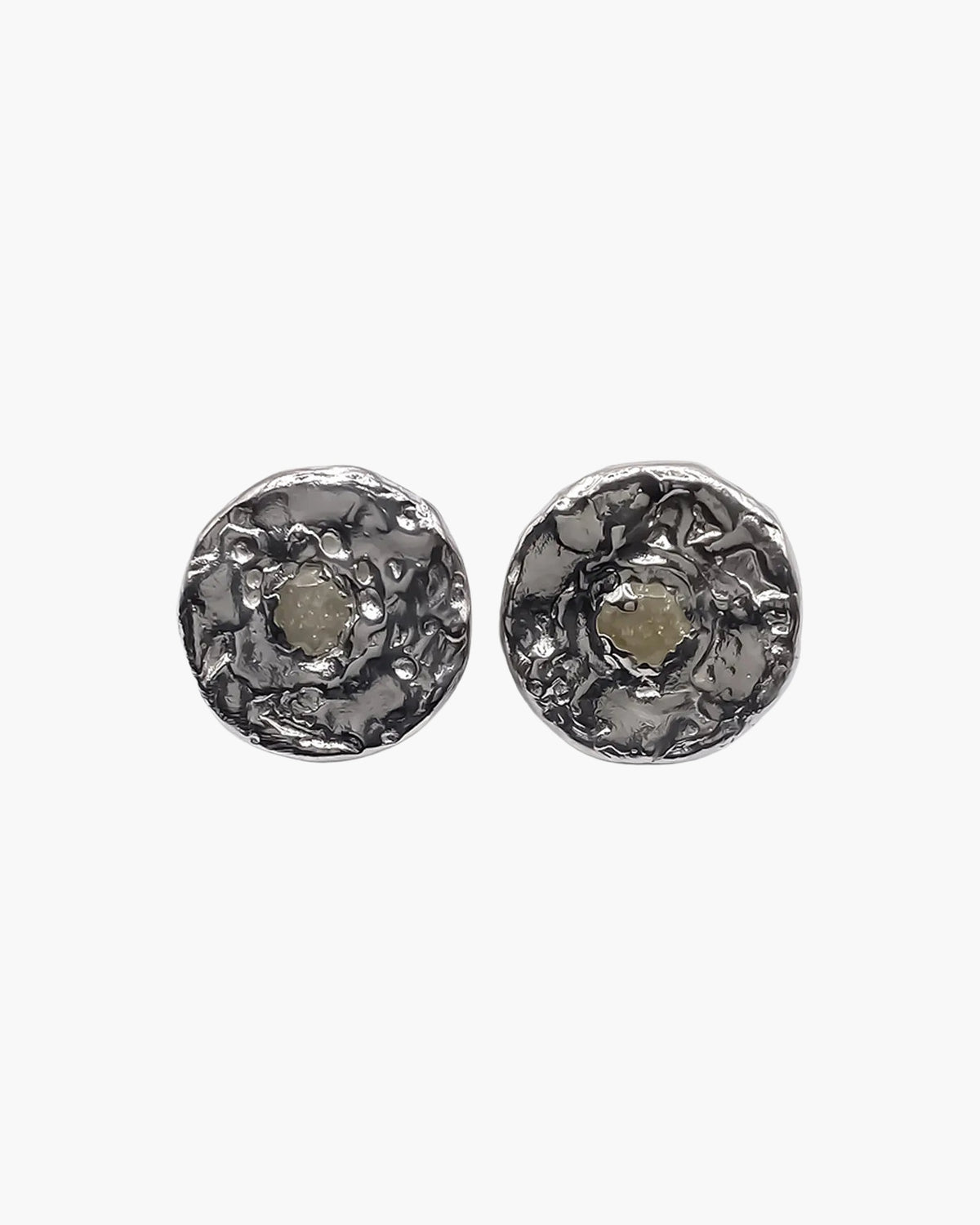 Grain Circle Gem Stud Earrings designer ring in Orange, premium quality, side view
