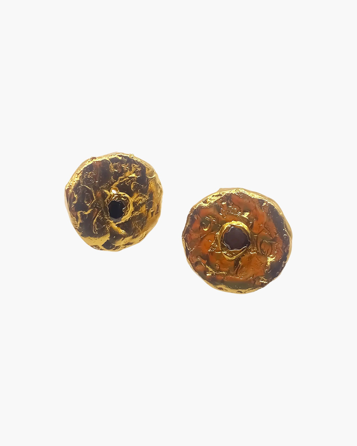 Grain Circle Gem Stud Earrings unique handcrafted ring, Yellow, beautiful craftsmanship, product detail