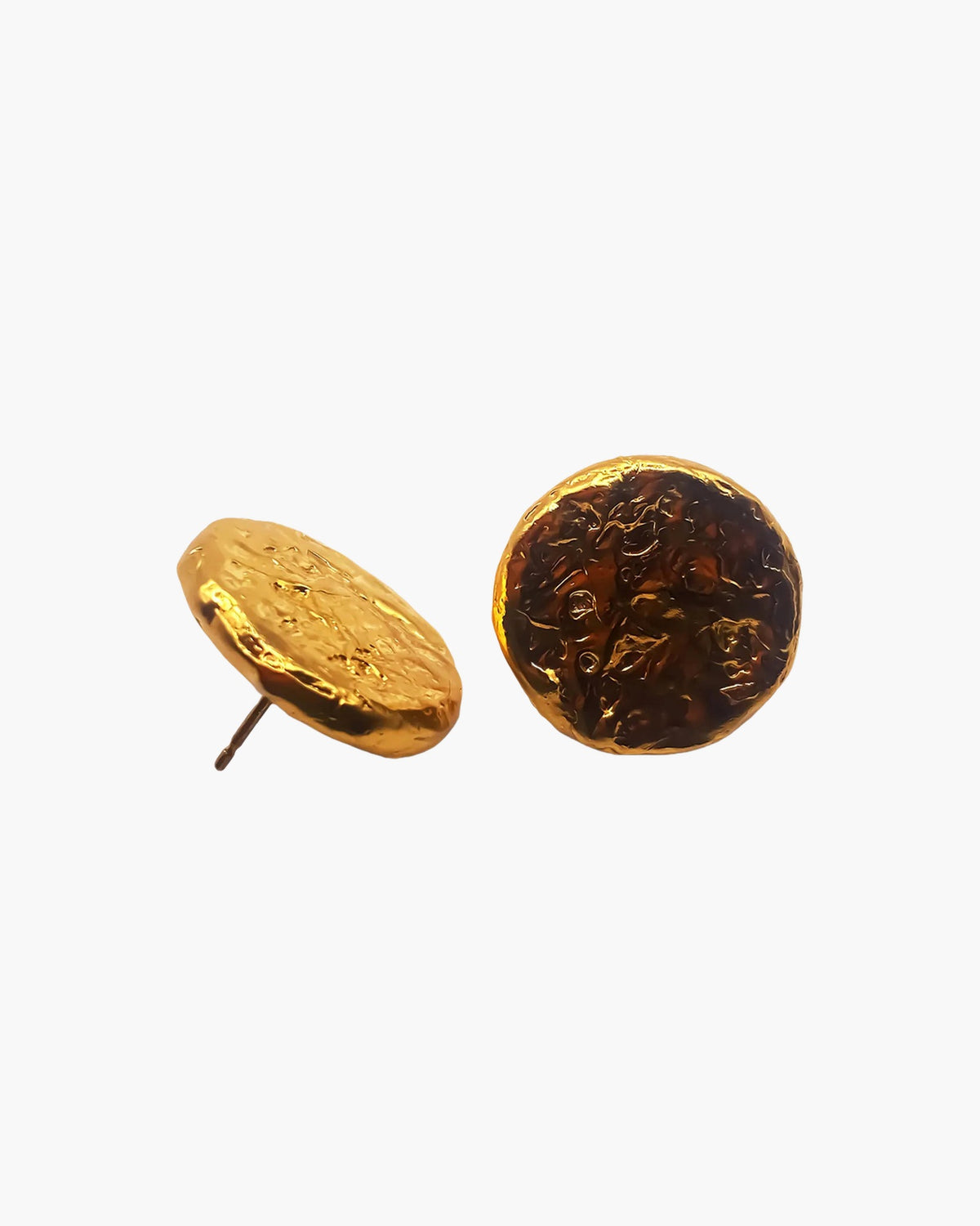 Premium Grain Circle Stud Earrings handmade in premium metal, classic design, worn view