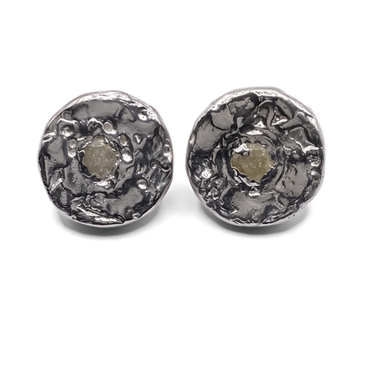 Elegant Grain Circle Stud Earrings with gemstones sleek textured delicate minimal gold or silver free shipping