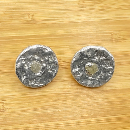 Textured Grain Circle Stud Earrings minimal sleek elegant gold or silver free shipping