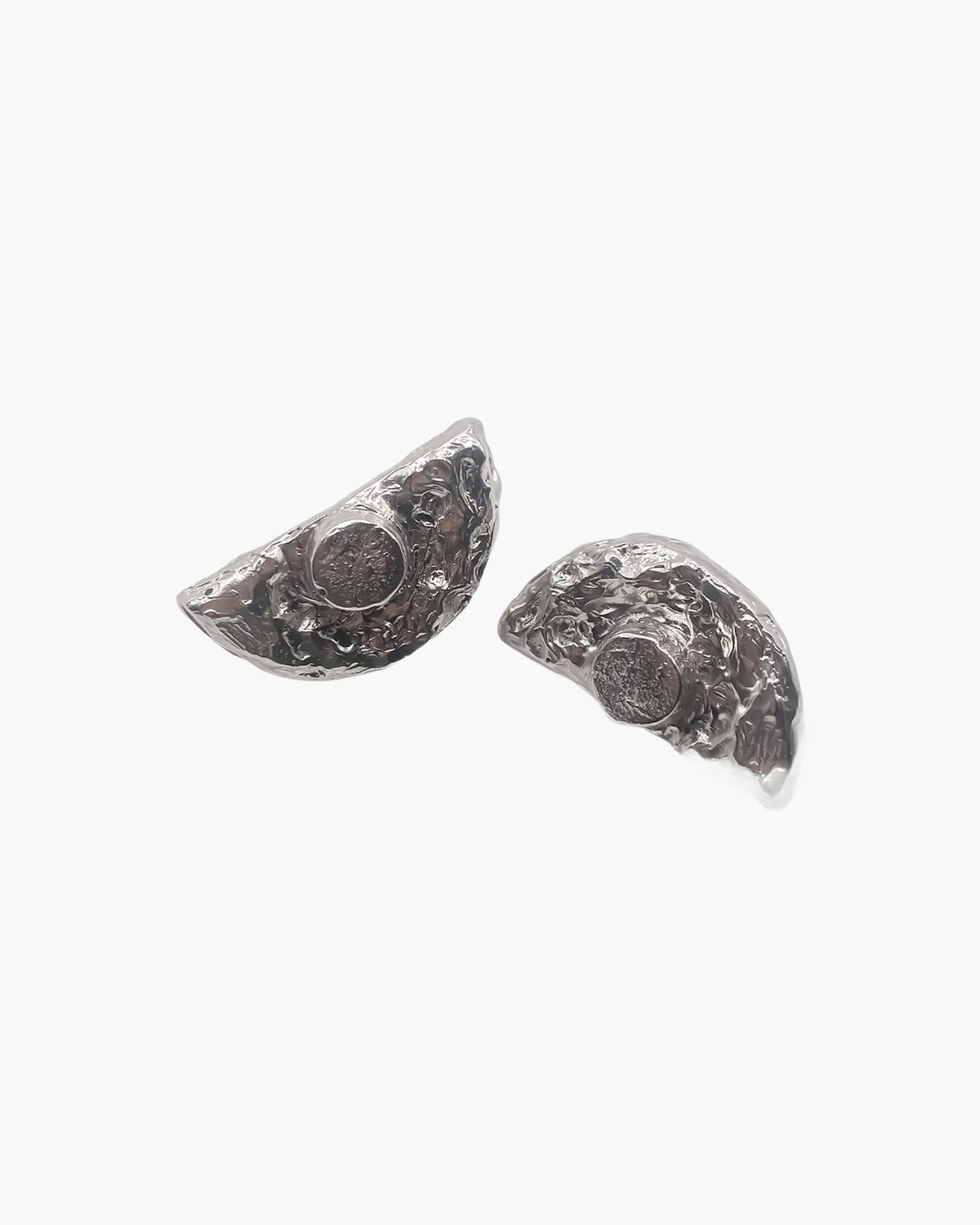 Half Moon Earrings in sterling silver, front view
