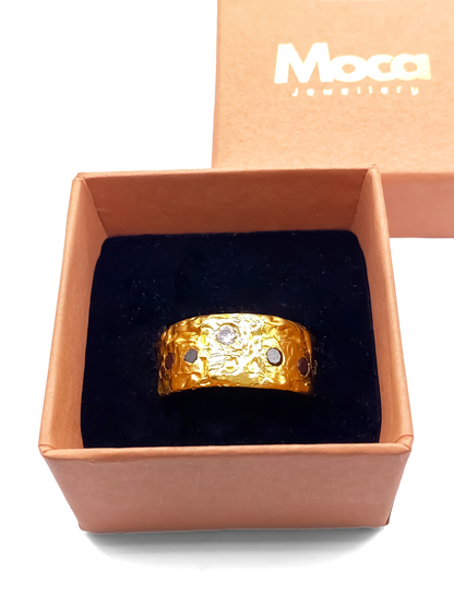Gift boxed handmade gold gemstone ring  MOCA Jewellery’s Stone Set Band