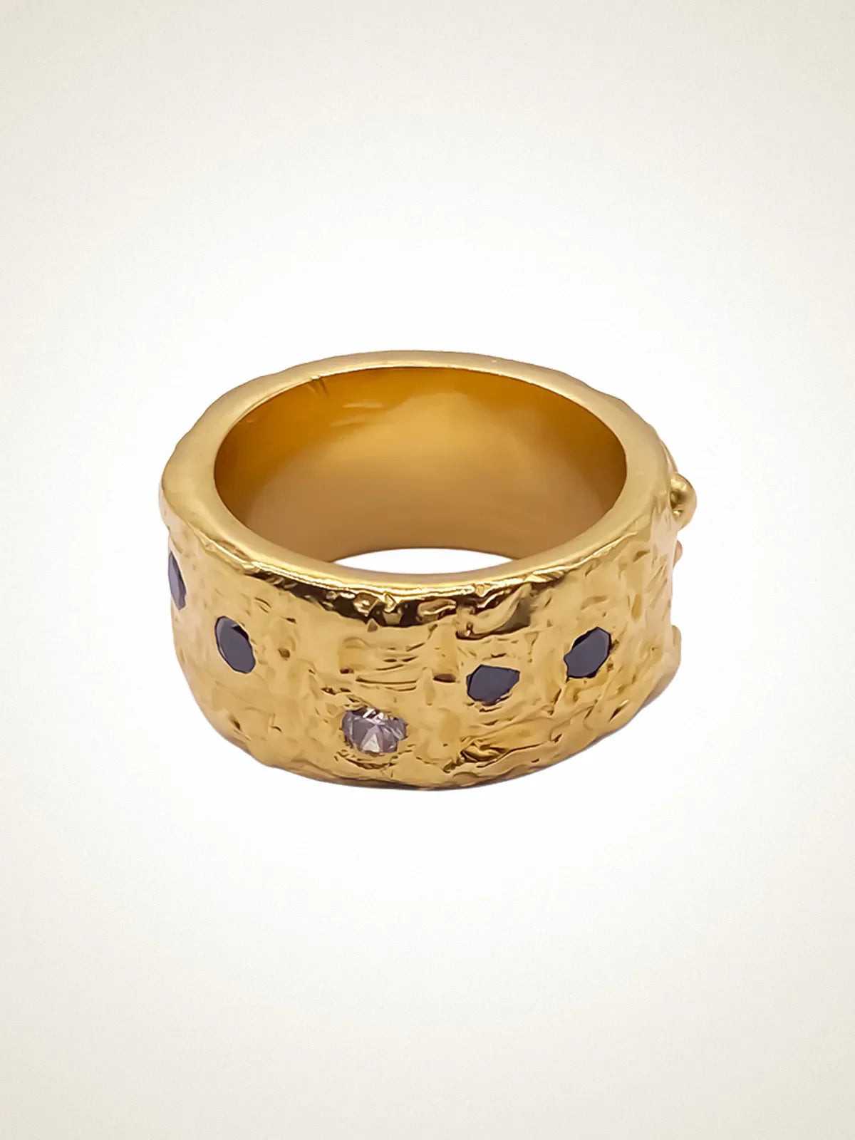 Stone Set Gem Band unique handcrafted ring, 18ct Gold Vermeil, beautiful craftsmanship, product detail