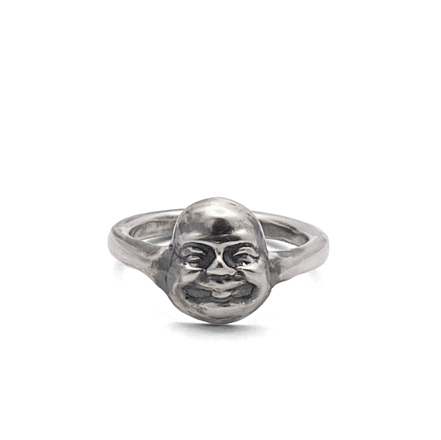 Moca Jewellery Happy Buddha Face Ring in Silver with Free Shipping for Spiritual Gifts